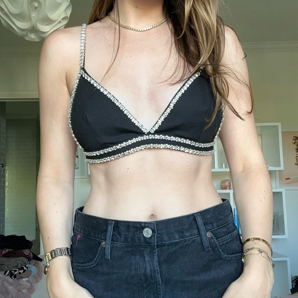 Retrofête esti bra top with diamantés